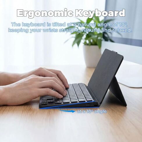 CMARS Mini Bluetooth Keyboard for iPad, Universal Portable Wireless Keyboards with Adjustable 150° Stand & Integrated Protective Cover, Travel Keyboard for iOS/Android/Windows - Black in Kuwait