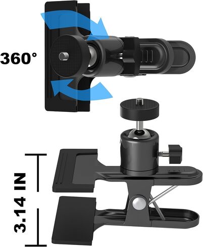 Metal holder Clip Clamp Mount 360 Degree Rotation 1/4 inch Screw for iPhone 16 15 14 13 12 series Samsung Oneplus Xiaomi Cell Phones and Arlo/Blink/Eufycam/Wyze/Nest/reolink/Tapo camera series in Kuwait