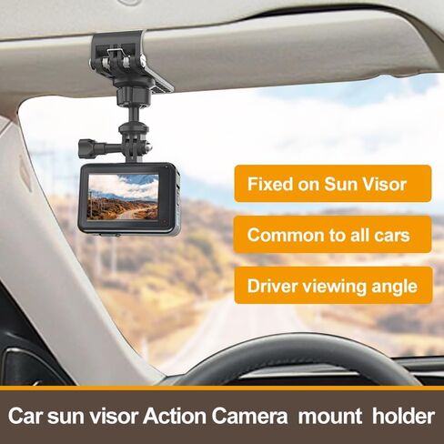 Universal Car Visor Phone Mount with Clip, 360° Rotation Ball Head & Extendable Holder for DJI Osmo, GoPro, Insta 360, iPhone 17/16/15/14, Most Action Cameras & Smart Phones in Kuwait