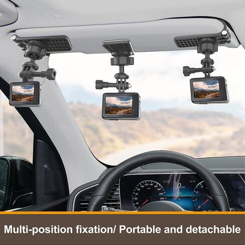 Universal Car Visor Phone Mount with Clip, 360° Rotation Ball Head & Extendable Holder for DJI Osmo, GoPro, Insta 360, iPhone 17/16/15/14, Most Action Cameras & Smart Phones in Kuwait