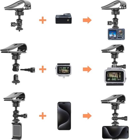Universal Car Visor Phone Mount with Clip, 360° Rotation Ball Head & Extendable Holder for DJI Osmo, GoPro, Insta 360, iPhone 17/16/15/14, Most Action Cameras & Smart Phones in Kuwait
