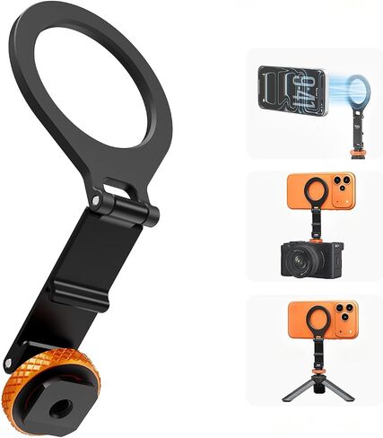 VRIG Magnetic Phone Tripod Mount,1/4" Thread Cold Shoe 360° Rotation,for iPhone17 16 15 14 13 12 Pro All Series,Magnetic Ring Magsafe iPhone Tripod Mount Adapter MG-28 in Kuwait