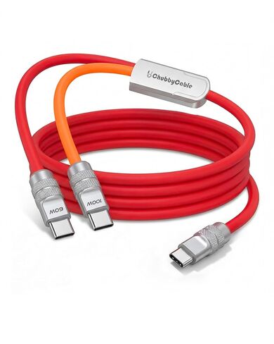 chubbycable Duo-Flex 2-in-1 USB C Multi Charging Cable, 4.3 ft, Orange in Saudi Arabia