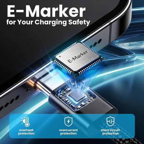240W USB C to USB C Cable, 5 Pack Braided Type-C Fast Charging Cord(Black) in Kuwait