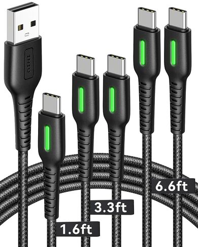 INIU USB C Cable, 5-Pack [1.6/3.3/6.6 ft] 3.1A Fast Charging Type C Cord, Nylon Braided USB A to USB-C Phone Charger Cable for iPhone 16 15 Series Samsung Galaxy S21 S20 S10 Google Pixel 7 6 etc in Saudi Arabia