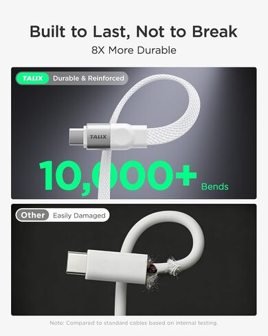 TALIX USB C to USB C Cable, 240W Fast Charging Cable (3.3 ft, White) in Kuwait