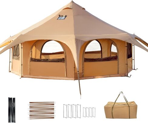 Bell Tent with Stove Jack, 6-10 Person 4 Season Glamping Tent in Saudi Arabia
