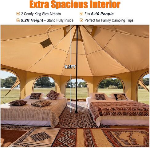 Bell Tent with Stove Jack, 6-10 Person 4 Season Glamping Tent in Saudi Arabia
