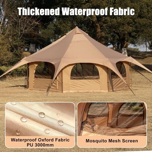 Bell Tent with Stove Jack, 6-10 Person 4 Season Glamping Tent in Saudi Arabia