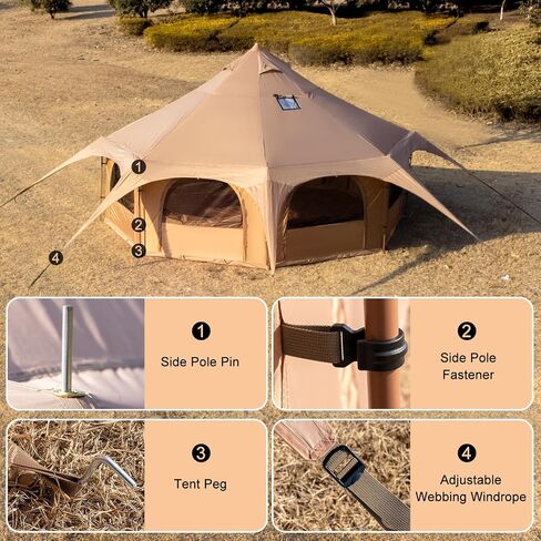 Bell Tent with Stove Jack, 6-10 Person 4 Season Glamping Tent in Saudi Arabia