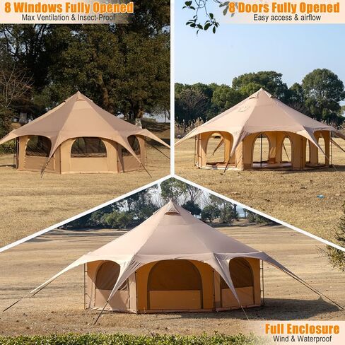 Bell Tent with Stove Jack, 6-10 Person 4 Season Glamping Tent in Saudi Arabia