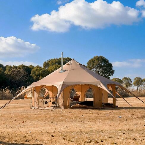Bell Tent with Stove Jack, 6-10 Person 4 Season Glamping Tent in Saudi Arabia
