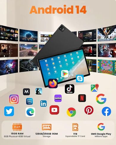 15.6 Inch Android 14 Tablet, Octa-Core Long Battery Large Tablets in Kuwait