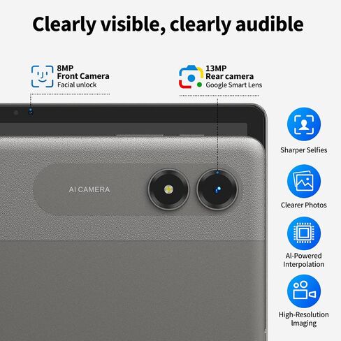 Tablet 11 Inch, Android 16 Tablet 24GB RAM + 128GB ROM (2TB Expandable), 90Hz IPS Display, 8000mAh Battery, Octa-Core T7250, with OTG, Gemini AI, Dual-Band WiFi, Grey for Study Entertainment in Kuwait