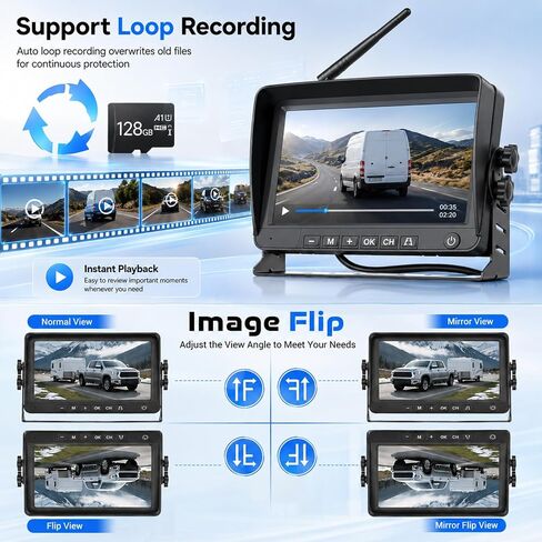 Wireless Backup Camera for Ford Transit 2014-2018, 3rd Brake Light Rear View Camera System with 7" Monitor, High Mount Roof Reverse Camera, IR Night Vision, Parking Assist in Kuwait
