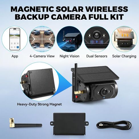 Solar Magnetic WiFi 1080P Backup Camera,No‑Drill RV Trailer in Kuwait