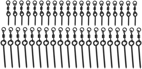 Bait Screw Swivels – Stainless Steel Quick Change Rings with Rotation Connector for Hook Lures, Black Carp Rig Terminal Tackle for Fast Bait Setup in Saudi Arabia
