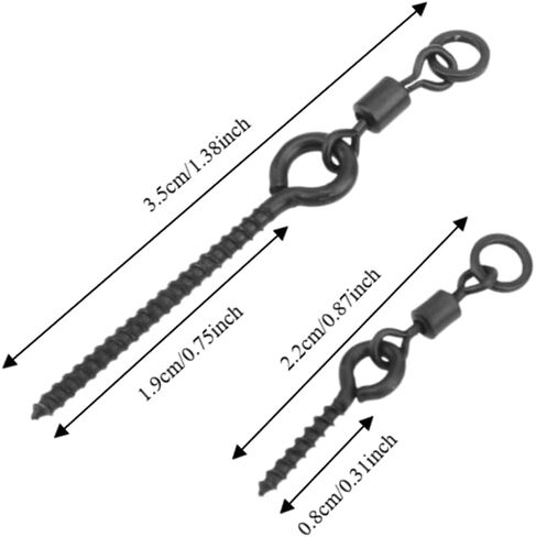 Bait Screw Swivels – Stainless Steel Quick Change Rings with Rotation Connector for Hook Lures, Black Carp Rig Terminal Tackle for Fast Bait Setup in Saudi Arabia