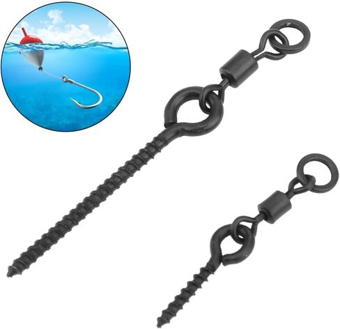 Bait Screw Swivels – Stainless Steel Quick Change Rings with Rotation Connector for Hook Lures, Black Carp Rig Terminal Tackle for Fast Bait Setup in Saudi Arabia