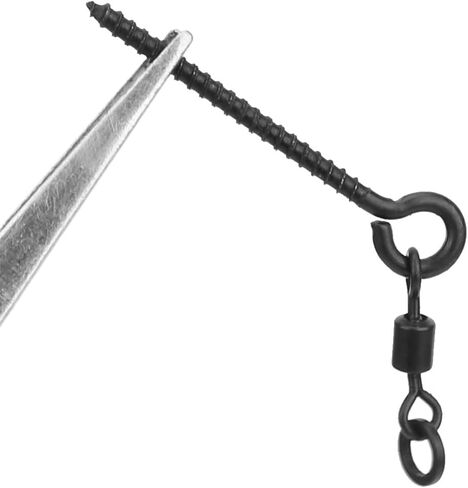 Bait Screw Swivels – Stainless Steel Quick Change Rings with Rotation Connector for Hook Lures, Black Carp Rig Terminal Tackle for Fast Bait Setup in Saudi Arabia