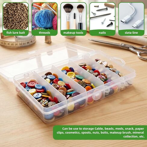 4 Pack 5-Grid Clear Plastic Fishing Tackle Storage Box, 7x4.3x1.2inch in Kuwait