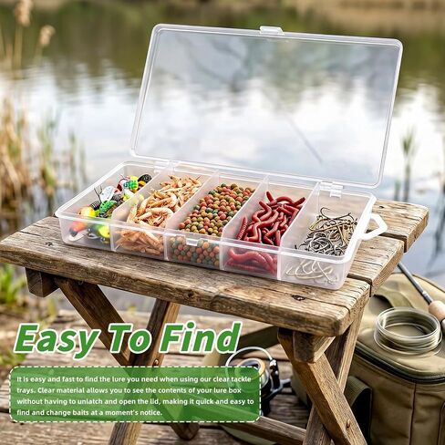 4 Pack 5-Grid Clear Plastic Fishing Tackle Storage Box, 7x4.3x1.2inch in Kuwait