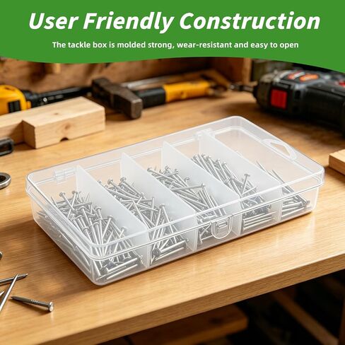 4 Pack 5-Grid Clear Plastic Fishing Tackle Storage Box, 7x4.3x1.2inch in Kuwait