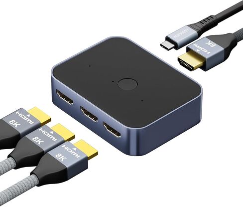 HDMI 2.1 Switch 3 in 1 Out 48Gbps High Speed HDMI Switcher in Kuwait