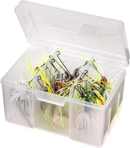 Flambeau Outdoors Medium Spinnerbait Box, 3 Compartments, Holds 22, Clear | Keeps up to 22 spinnerbaits and spoons tangle free in 3 compartments. Translucent lid and base, 6.5 x 4.6 x 4.1in in Kuwait