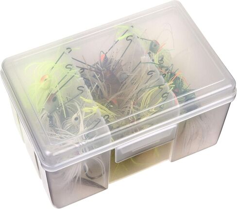 Flambeau Outdoors Medium Spinnerbait Box, 3 Compartments, Holds 22, Clear | Keeps up to 22 spinnerbaits and spoons tangle free in 3 compartments. Translucent lid and base, 6.5 x 4.6 x 4.1in in Kuwait