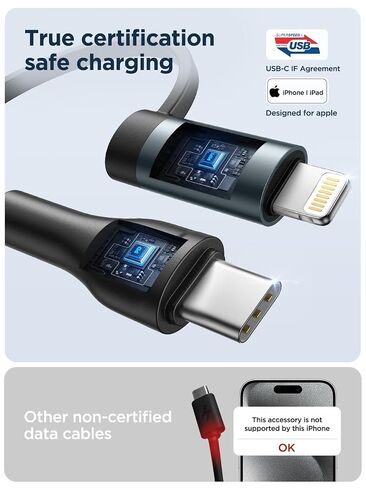 4 in 1 Charging Cable [2Pack 6.6FT] 60W Fast Charging Cord Apple MFi Certified Lightning Cable Nylon Braided Multi USB C Cable for iPhone 16/15 14 13 iPad Samsung Galaxy MacBook iPad Tablets and More in Kuwait