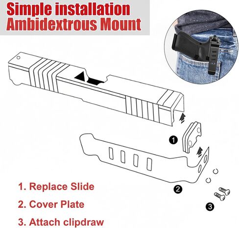 Wide Belt Clip for Glock Gen 1–4 – Low Profile Concealed Carry Clip with Extra-Wide Steel Belt Hook Compatible with Glock 17 19 22 23 24 25 26 27 28 30S 31 32 33 34 35 36 41 in Saudi Arabia