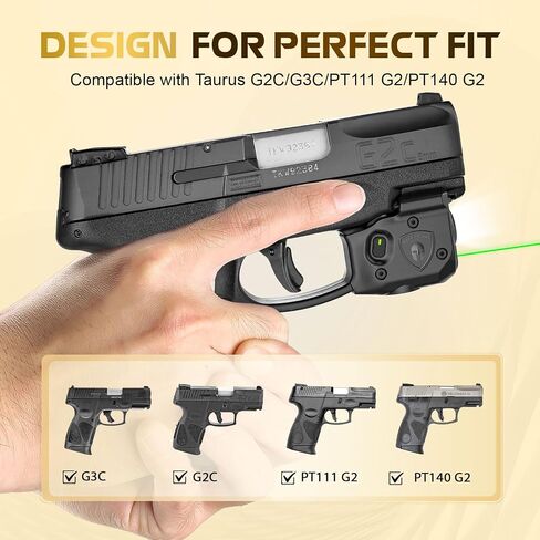 WARRIORLAND Pistol Light Laser & Holster Fit for Taurus G2C/ G3C/ PT111 G2 / PT140 G2, Compact 150-Lumen Trigger Mounted Tactical Weapon Light with Green Laser White LED & IWB Holster, Power Indicator in Kuwait