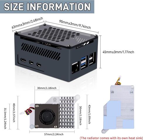 GeeekPi P33 M.2 NVME M-Key PoE+ Hat with Official Pi 5 Active Cooler and Aluminum Case for Raspberry Pi 5, Support M.2 NVMe SSDs 2230/2242/2260/2280 in Kuwait