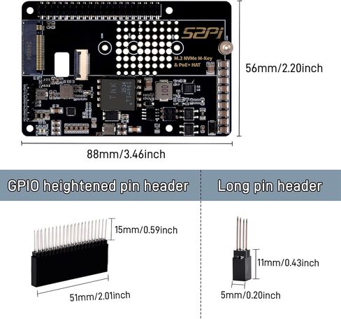 GeeekPi P33 M.2 NVME M-Key PoE+ Hat with Official Pi 5 Active Cooler and Aluminum Case for Raspberry Pi 5, Support M.2 NVMe SSDs 2230/2242/2260/2280 in Kuwait