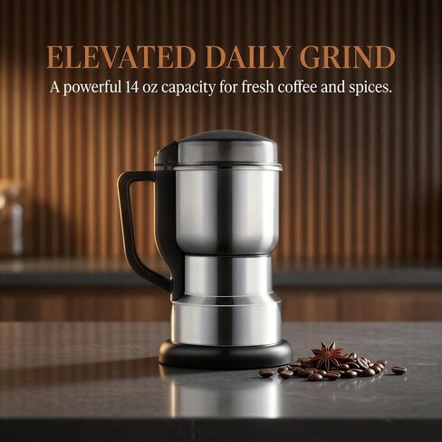Coffee Grinder Electric with 304 Stainless Steel Body, Portable Electric Spice and Herb Grinder, 110V-240V Multi-Purpose Grain Mill for Fine Powder, Home Use, Kitchen, Travel in Kuwait