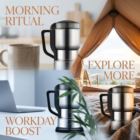 Coffee Grinder Electric with 304 Stainless Steel Body, Portable Electric Spice and Herb Grinder, 110V-240V Multi-Purpose Grain Mill for Fine Powder, Home Use, Kitchen, Travel in Kuwait