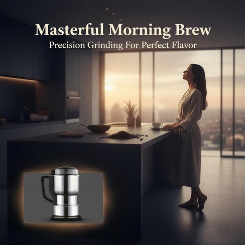 Coffee Grinder Electric with 304 Stainless Steel Body, Portable Electric Spice and Herb Grinder, 110V-240V Multi-Purpose Grain Mill for Fine Powder, Home Use, Kitchen, Travel in Kuwait