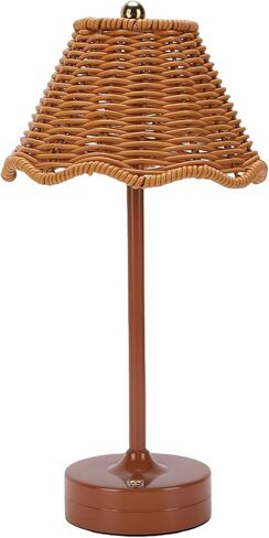 Adjustable LED Rattan Reading Lamp, Rechargeable Wicker Night Light for Bedroom and Living Room (White) in Kuwait