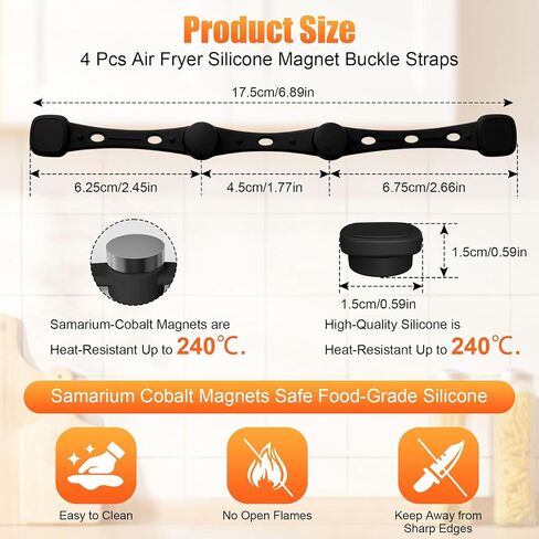 Air Fryer Magnets for Parchment Paper, 4PCS Non-Segmented Design Air Fryer Accessories Locks Liner Magnet Silicone Buckle, Lock Disposable Liners Safely and Prevent Paper to Burn, Black in Saudi Arabia