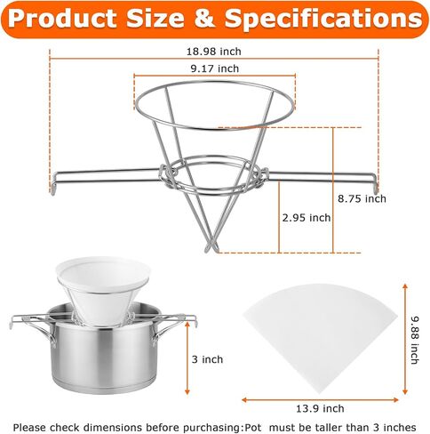 Cooking Oil Fryer Filter, Stainless Cone Oil Strainer Stand Set in Saudi Arabia