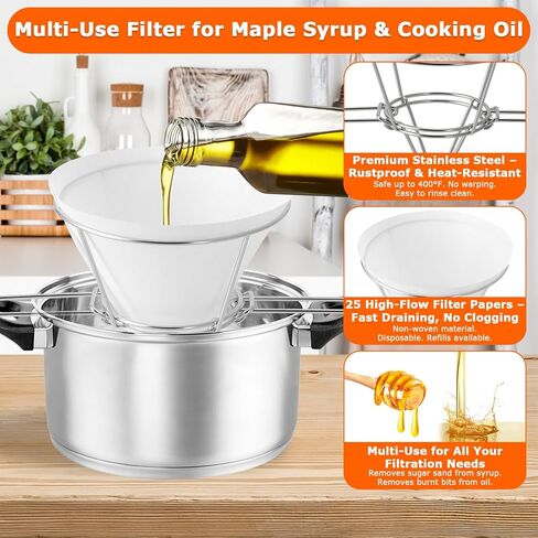 Cooking Oil Fryer Filter, Stainless Cone Oil Strainer Stand Set in Saudi Arabia