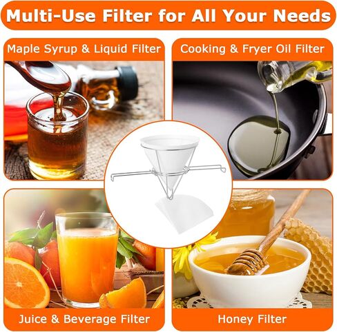 Cooking Oil Fryer Filter, Stainless Cone Oil Strainer Stand Set in Saudi Arabia