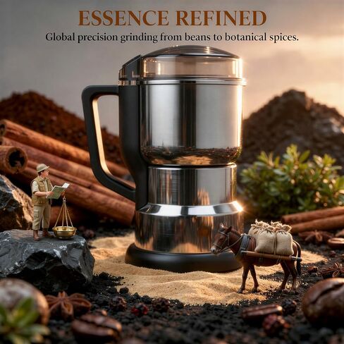 Coffee Grinder Electric with 304 Stainless Steel Body, Portable Electric Spice and Herb Grinder for Fine Powder, 110V-240V Multi-Purpose Grain Mill for Coffee, Home Use, Kitchen, Travel in Kuwait