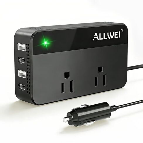 ALLWEI 200W Car Power Inverter 12V DC to 110V AC with USB C in Kuwait