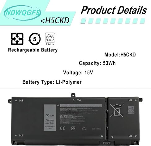 53WH H5CKD Battery Replacement for Dell Inspiron 5400 5406 7405 7300 7500 7306 7506 2-in-1 Silver 5300 5301 5501 5502 5508 5509 5401 5402 5408 5409 Series Latitude 3410 3510 Vostro 5300 5301 7T8CD in Kuwait