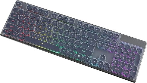 Silicone Keyboard Skin Cover Compatible for MOFII Wireless Keyboard - Retro Full Size Typewriter Keyboard with Round Keycaps and Number Pad (Clear) in Kuwait
