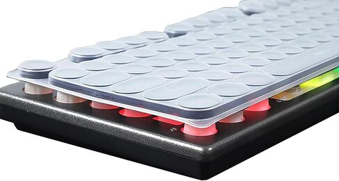 Silicone Keyboard Skin Cover Compatible for MOFII Wireless Keyboard - Retro Full Size Typewriter Keyboard with Round Keycaps and Number Pad (Clear) in Kuwait