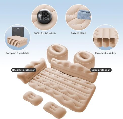 BEBAS Car Air Mattress Back Seat, SUV Truck Inflatable Camping Bed, Beige in Saudi Arabia