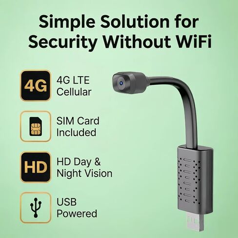 W‑U‑GN 4G LTE Cellular Security Camera with SIM Card, Adjustable View in Kuwait